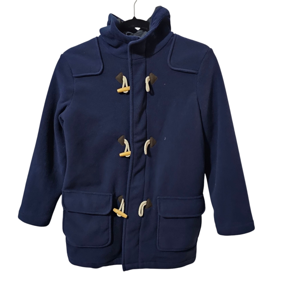 Lands End Kids Navy Hooded Pea Coat Size M (10-12)